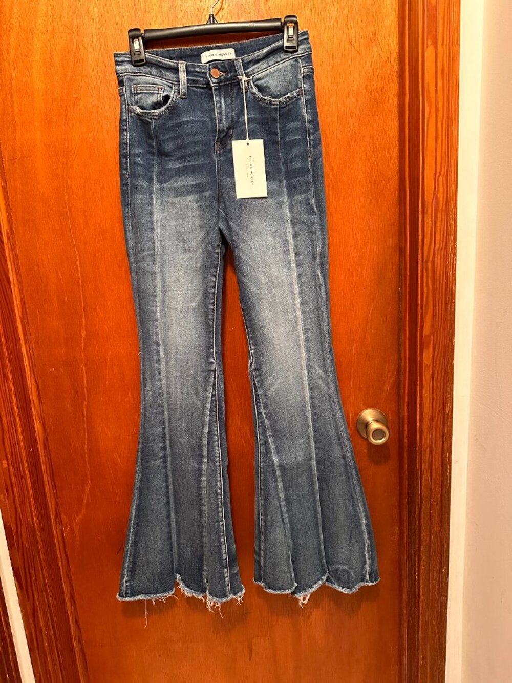 NWT Flying Monkey distressed bottom flare jeans size 25